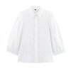 Collar Embroidered Hollow out Shirt Top for Women