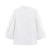 Collar Embroidered Hollow out Shirt Top for Women